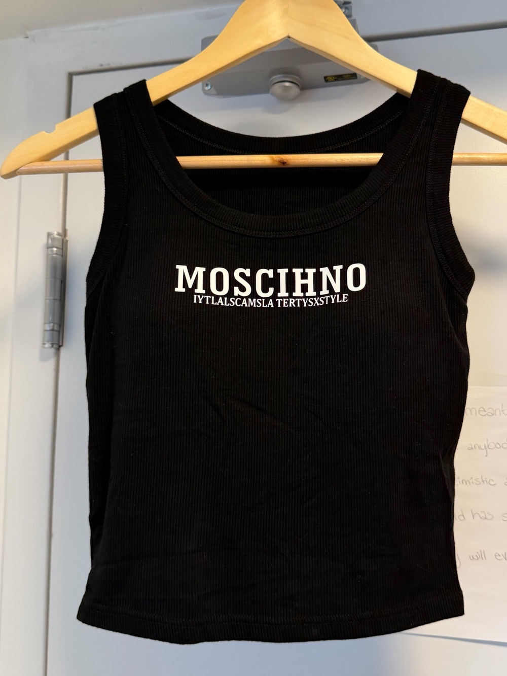Moschino Black Ribbed Logo Tank